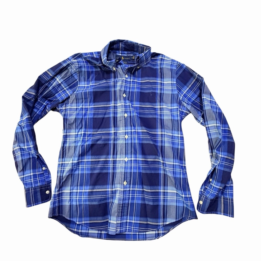 Polo Ralph Lauren Shirt Men's Slim Fit Blue Stretch Oxford Button Down Sz M